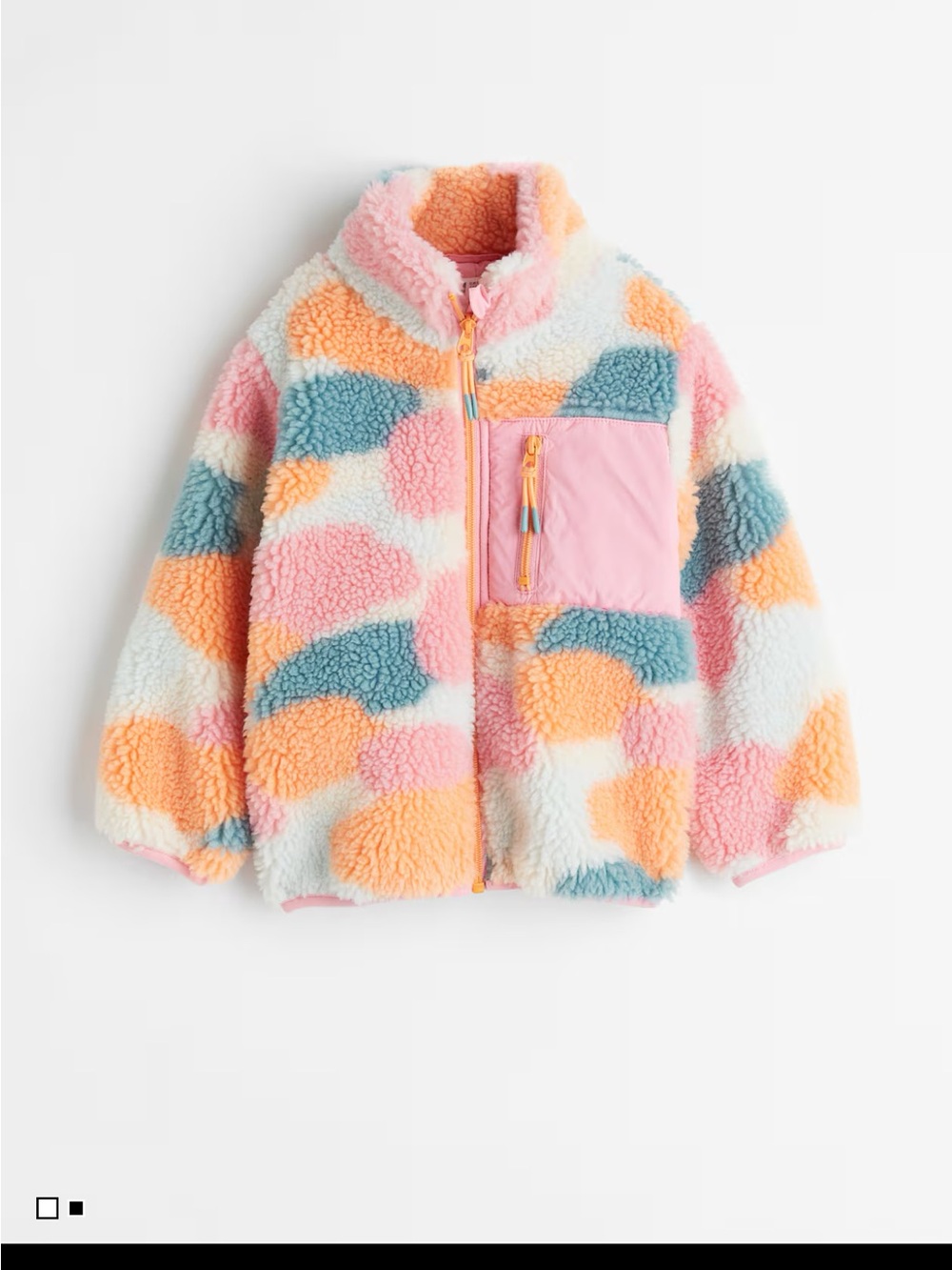 H&M Kids Colorblock Teddy Bear Sherpa Jacket Pink, Orange, Blue, White Sz 8-10y